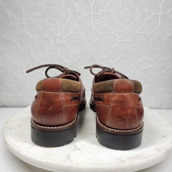 Cole Haan Shoe G Leather Loafers Mens 9.5 Brown Black Vibram Sole Deck Shoes - Picture 13 of 16